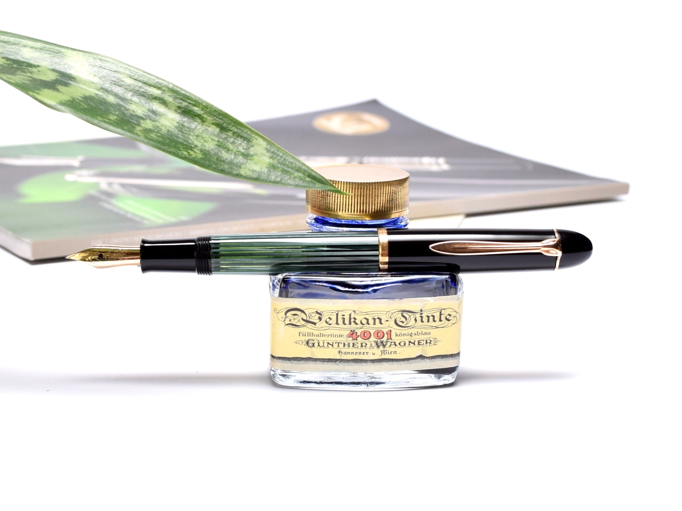 1956 Pelikan 140 Tortoise Green Striped Gunther Wagner 14K Gold