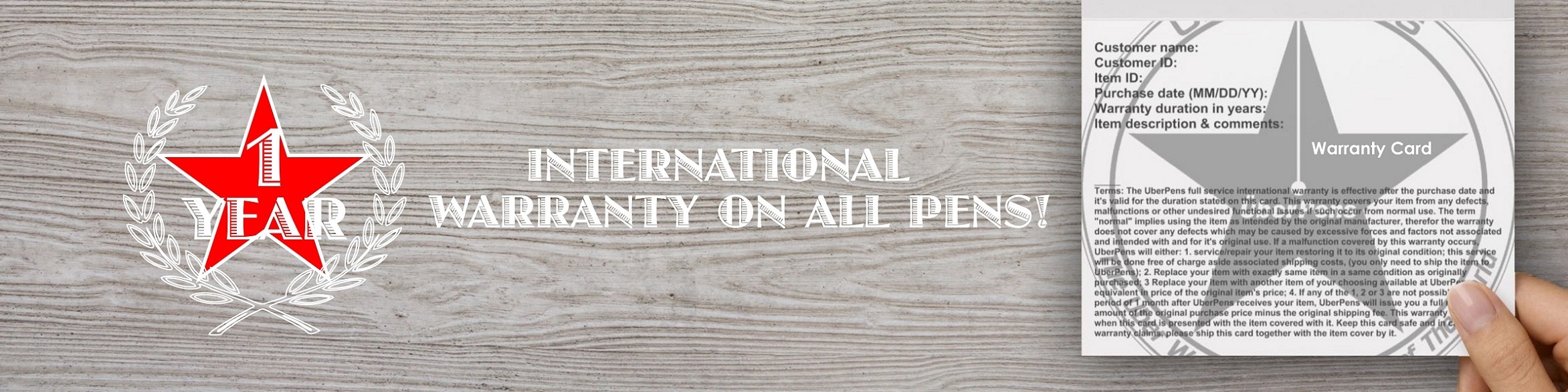 1 year international warranty on all pens